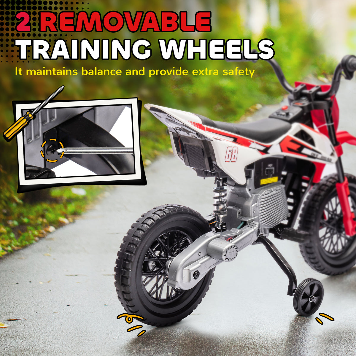 Electric Kids Motorcycle 12V with Training Wheels