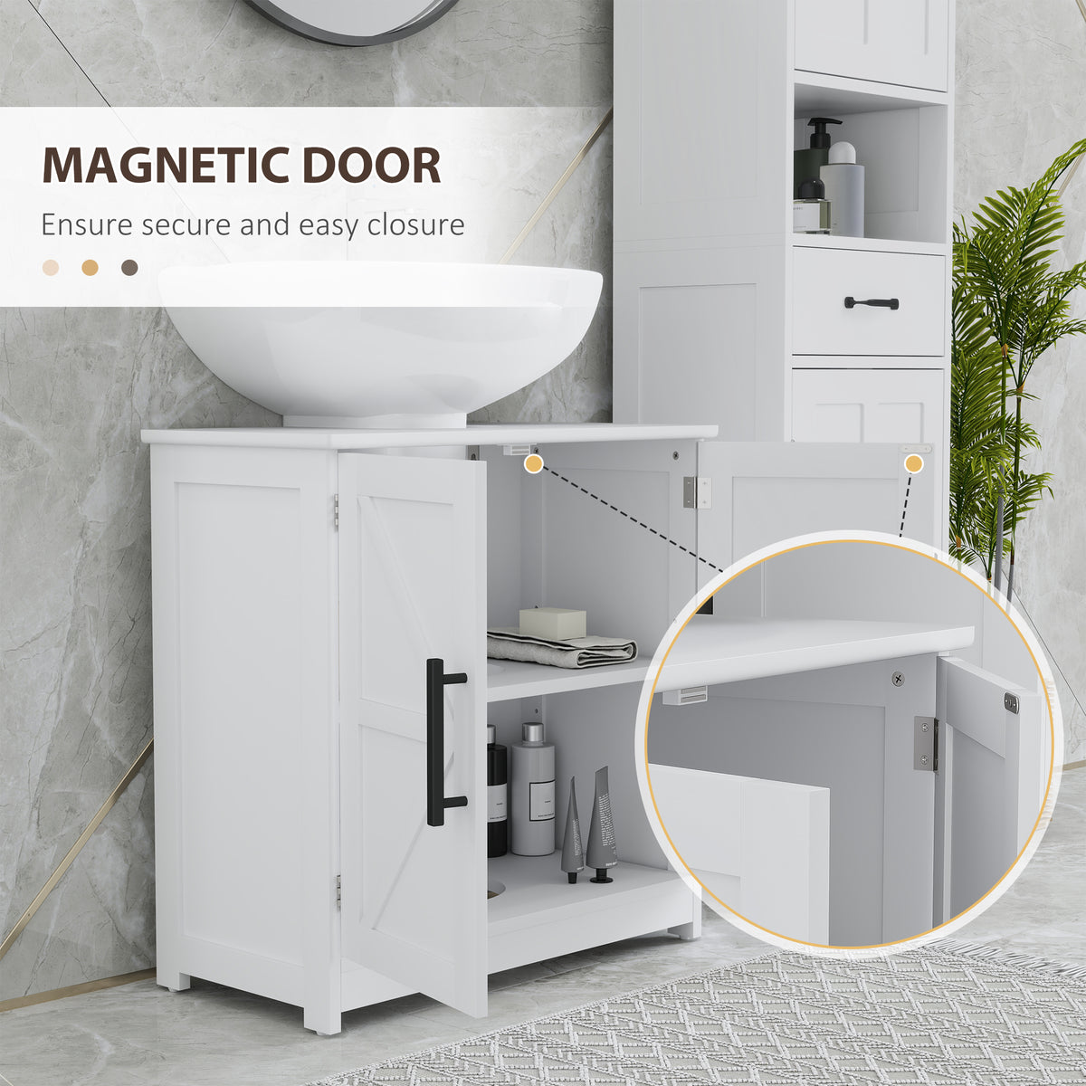 Farmhouse Pedestal Sink Storage Cabinet Barn Doors