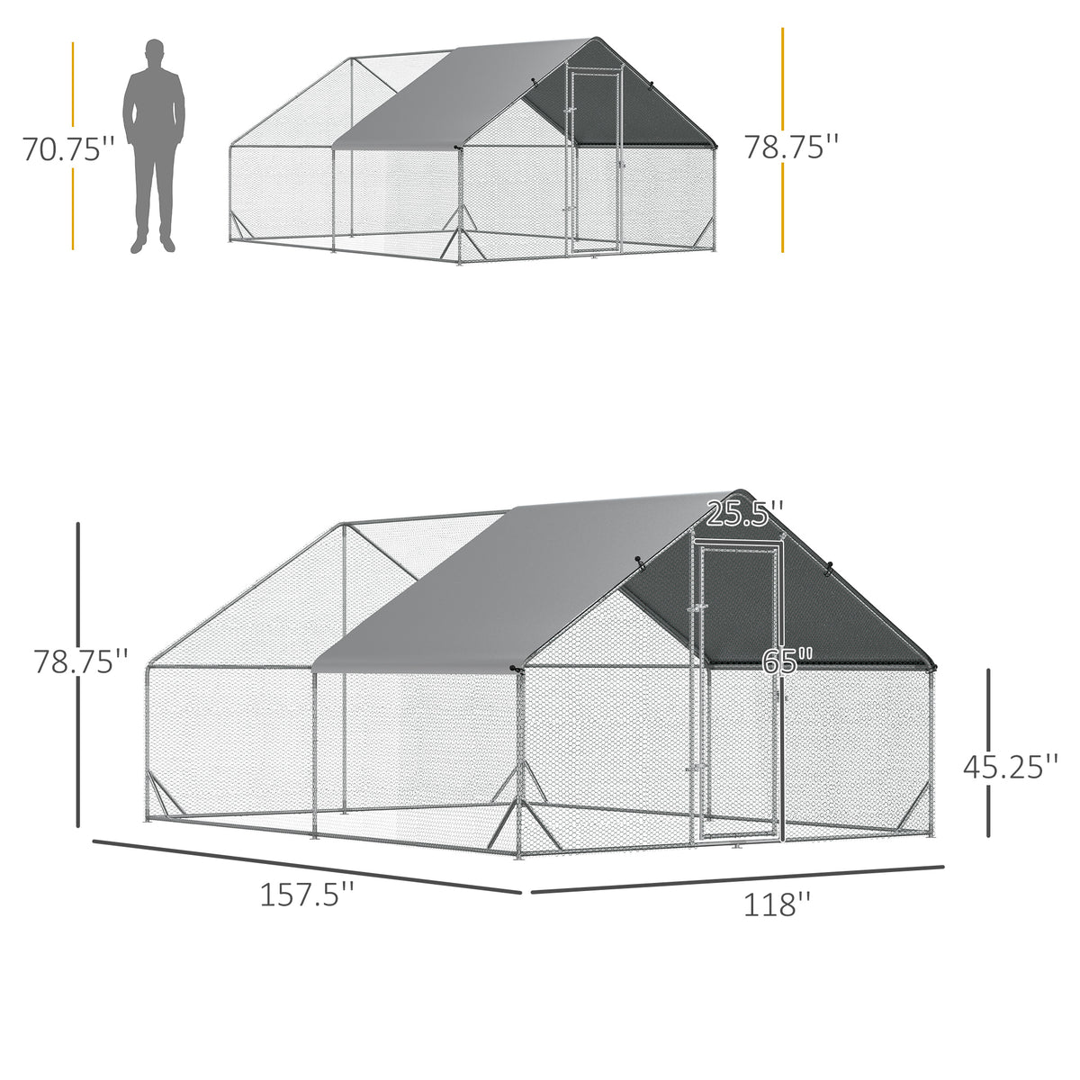 Chicken Coop Run Outdoor with Cover 3.0 x 4.0 x 2.0 m
