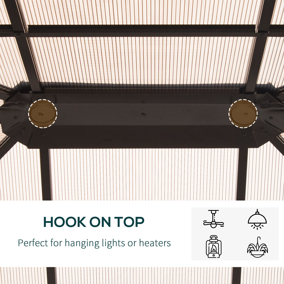3x3.6m Hardtop Gazebo Polycarbonate - Brown