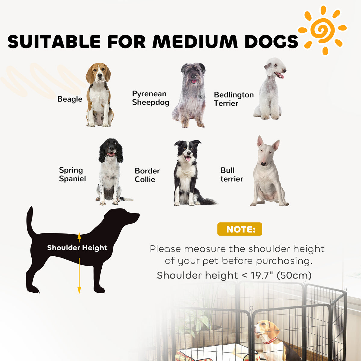 Dog playpen 8 panels folding — Metal