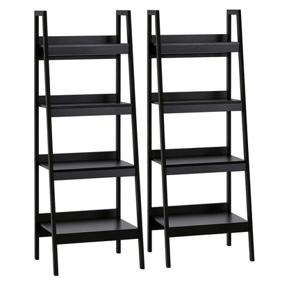 4 Tier Ladder Shelf Bookcase — Set of 2