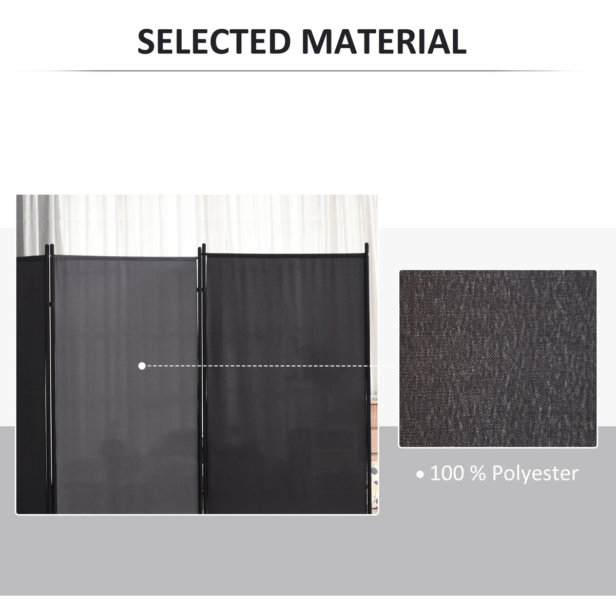 3-Panel Room Divider with Dual-Directional Hinges