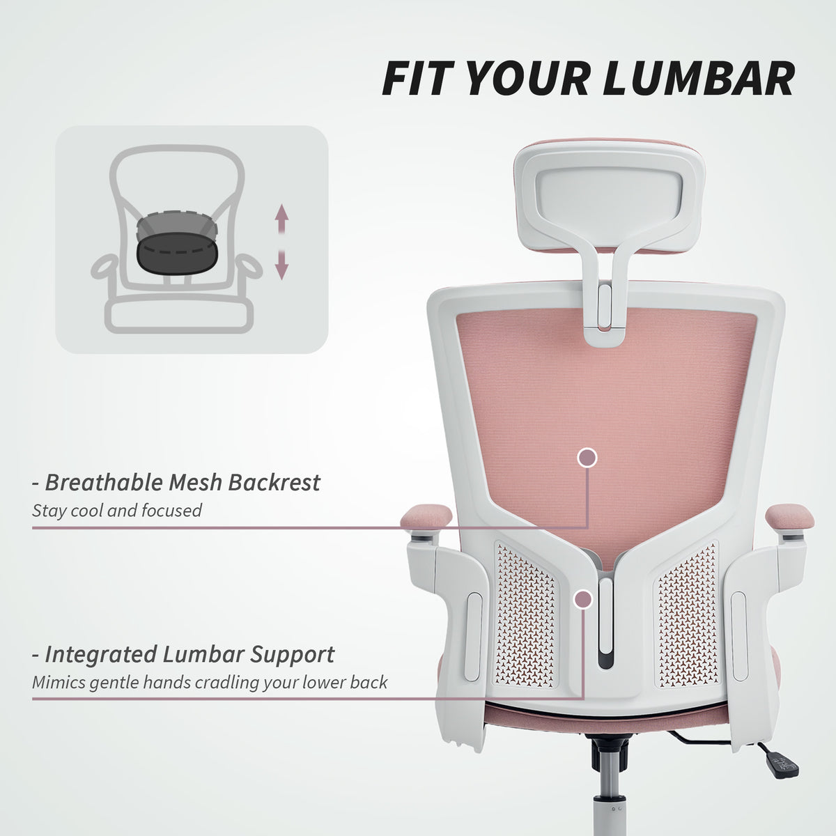 Ergonomic office chair with adjustable lumbar support