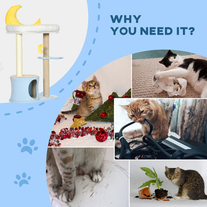 Árbol para gatos con luna y estrellas