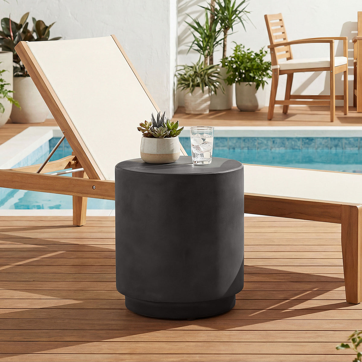 Round terrazzo finish side table