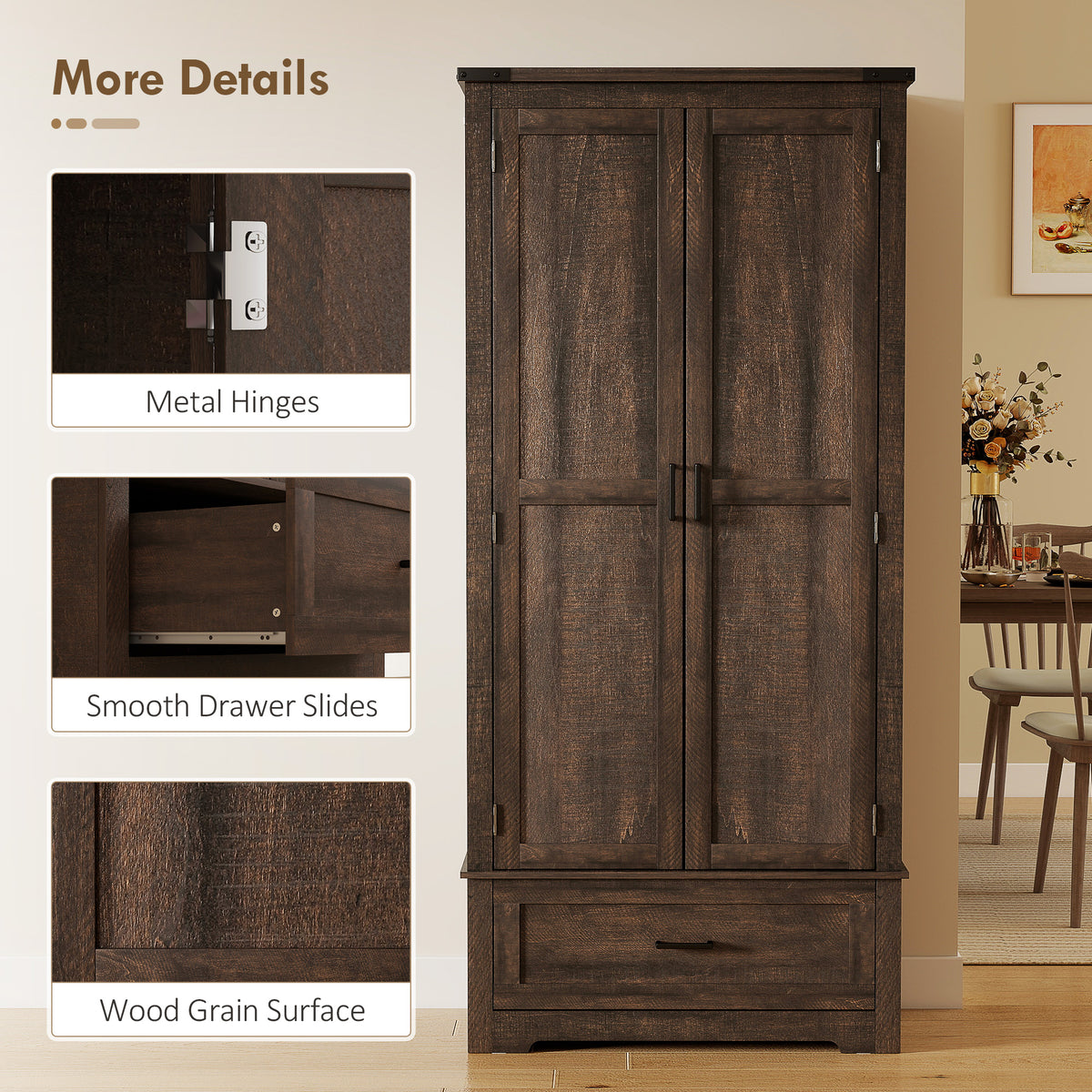 Farmhouse Kitchen Pantry Cabinet 69 in Tall