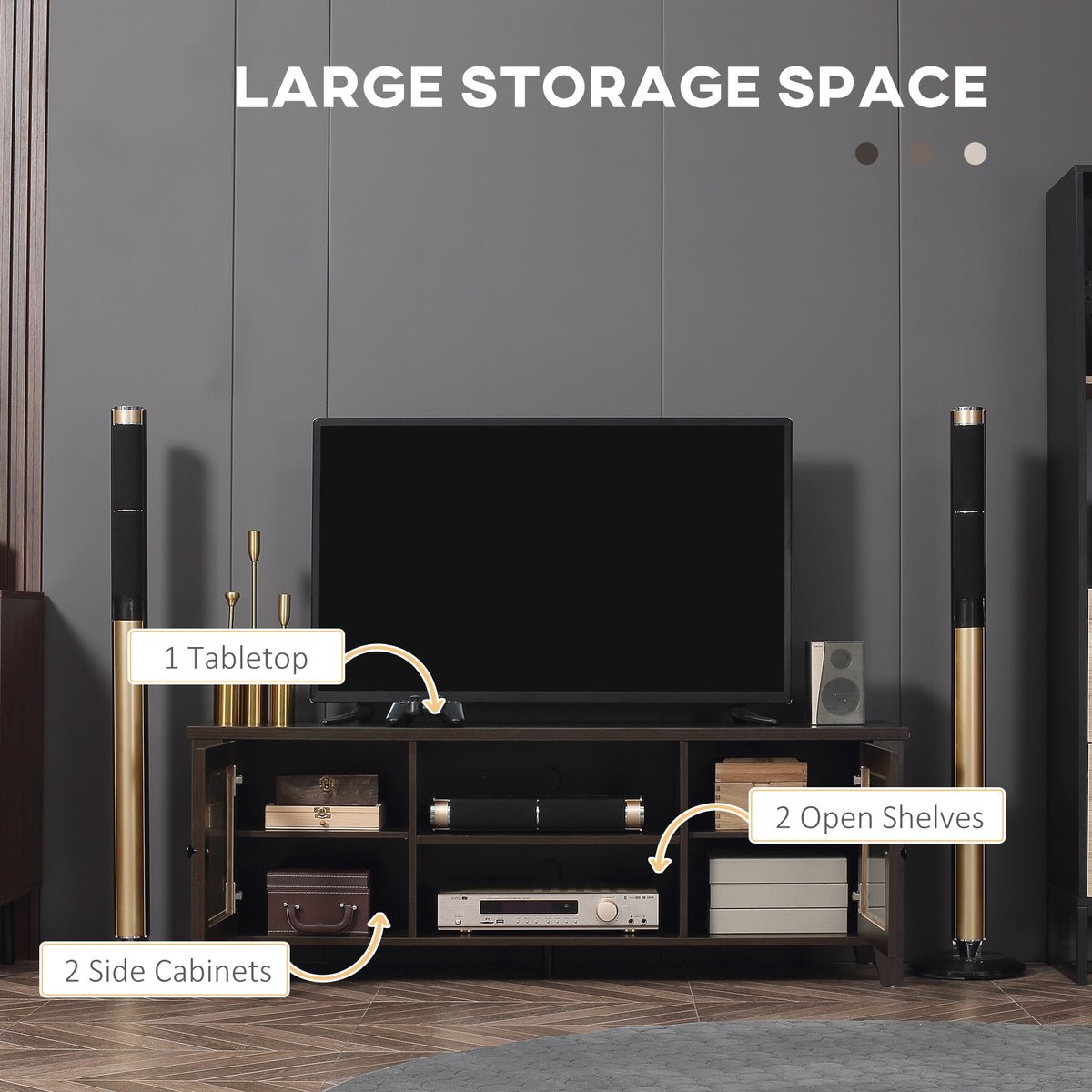 Fireplace TV stand for 152 cm TV — 140 x 39.5 x 50 cm