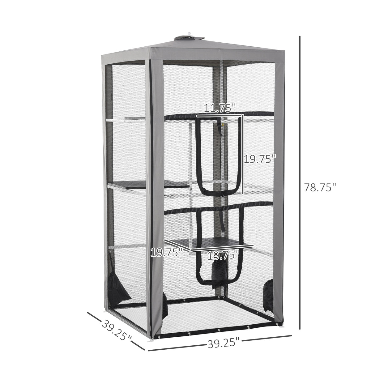 Cercado exterior para gatos con 3 plataformas 201 cm