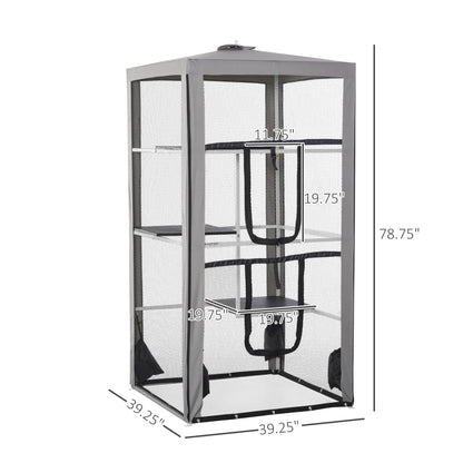 Cercado exterior para gatos con 3 plataformas 201 cm