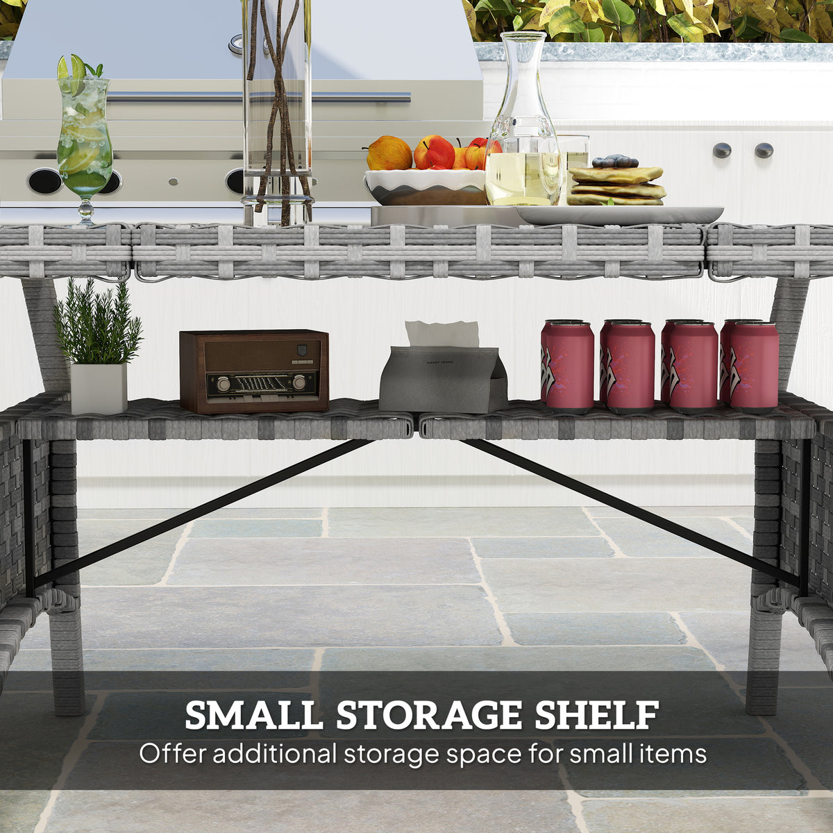 Outdoor Dining Table for 6-8 with Storage Shelf