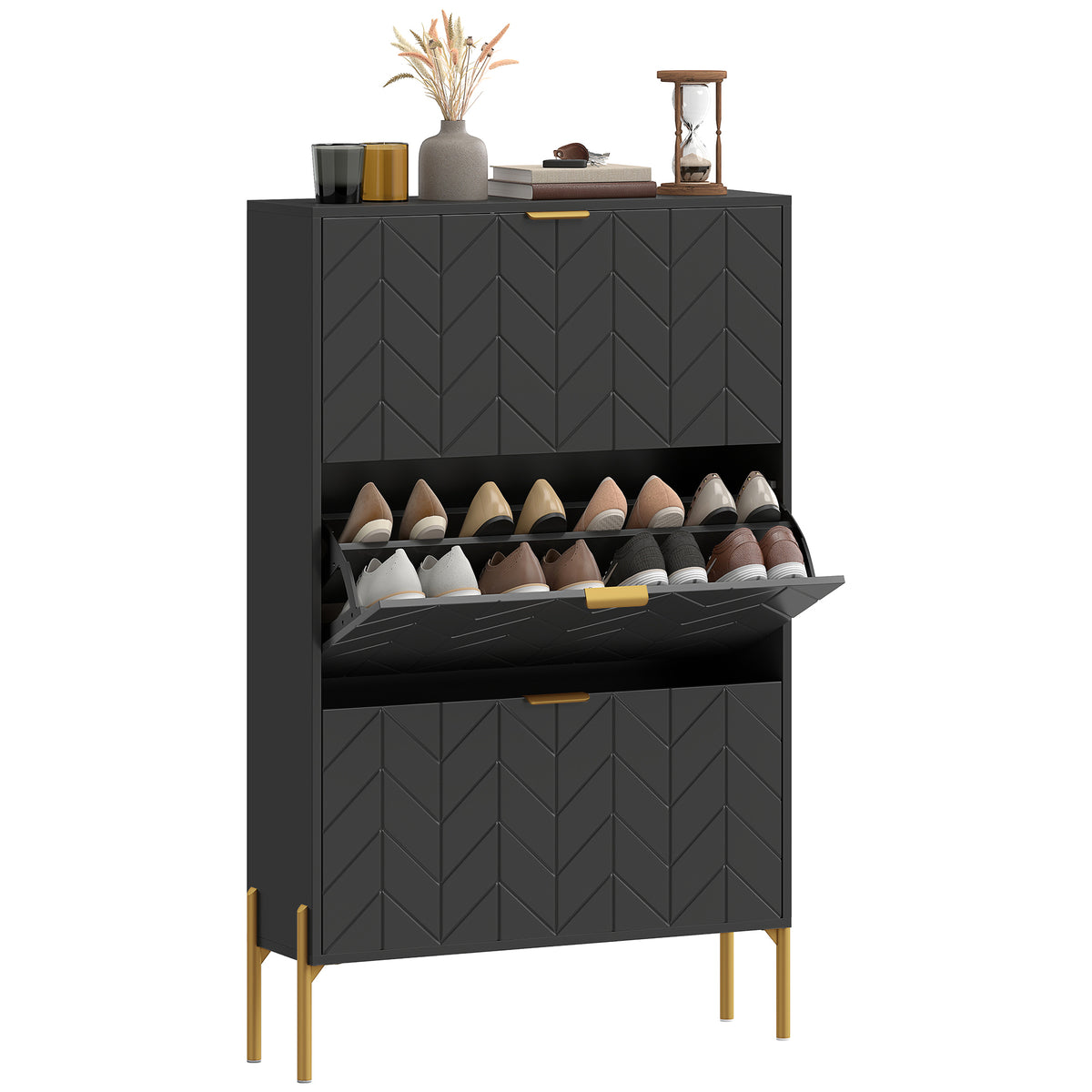 Shoe Cabinet 3 Flip Drawers 18–24 Pairs Storage