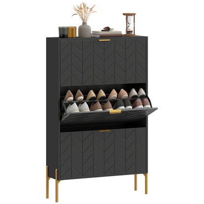 Shoe Cabinet 3 Flip Drawers 18–24 Pairs Storage