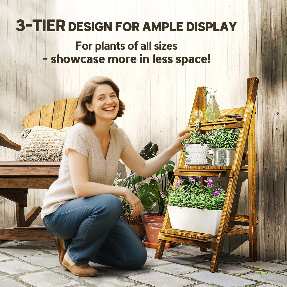 3-Tier Foldable Wooden Plant Stand