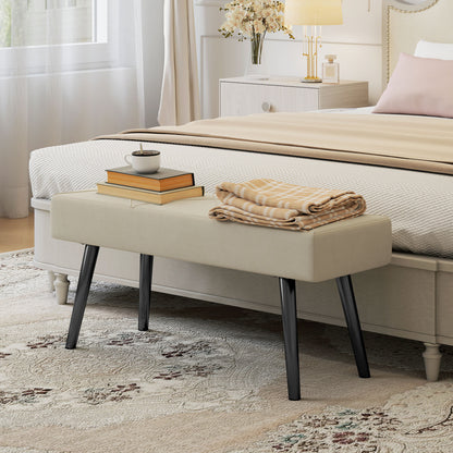 Upholstered Velvet Bedroom Bench — Steel Legs