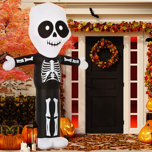 10 ft Inflatable Halloween Skeleton Ghost with LED Lights
