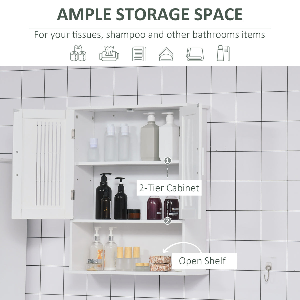 Armario de baño de pared moderno con puertas
