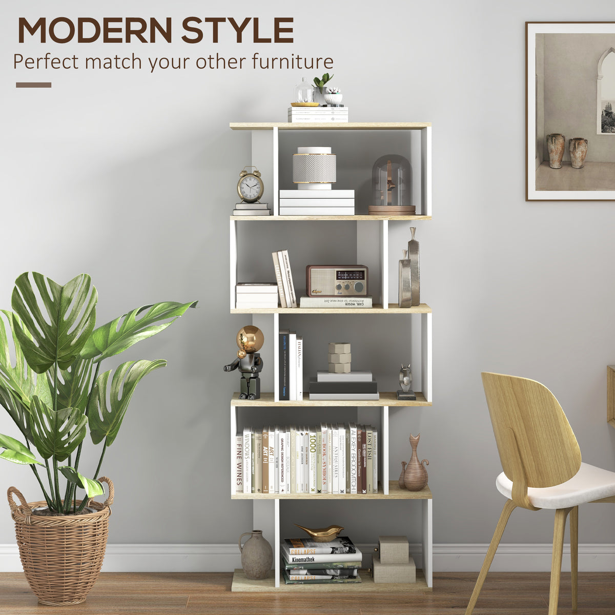 Librería en S de 5 niveles — bicolor
