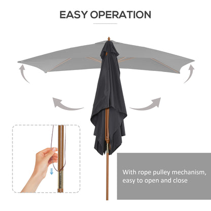 Rectangular Patio Umbrella Bamboo Ribs 7 x 10 ft