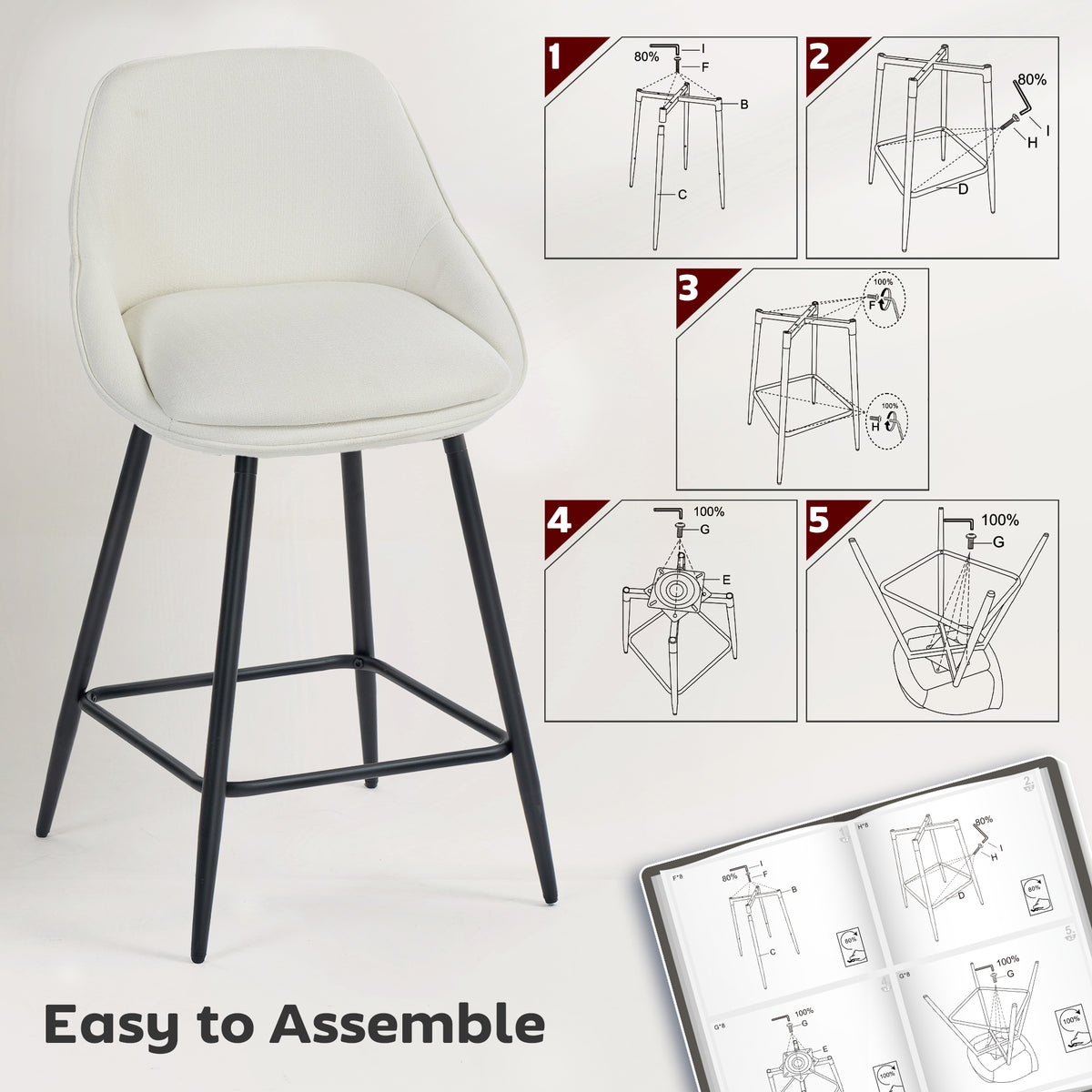 Taburetes de bar giratorios acolchados con respaldo