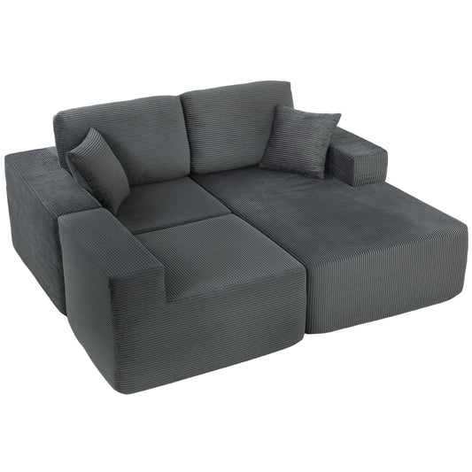 Modular sectional sofa 2-in-1 L-shaped corduroy