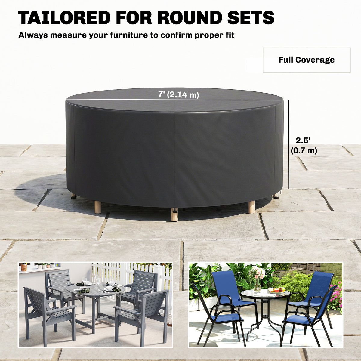 Heavy Duty Round Patio Furniture Cover Waterproof