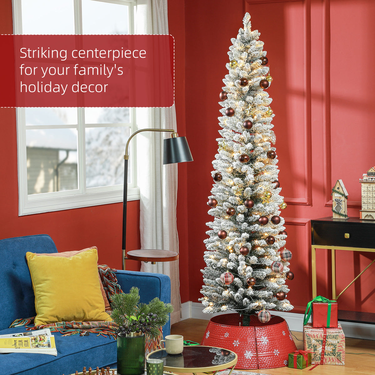 Artificial prelit pencil Christmas tree
