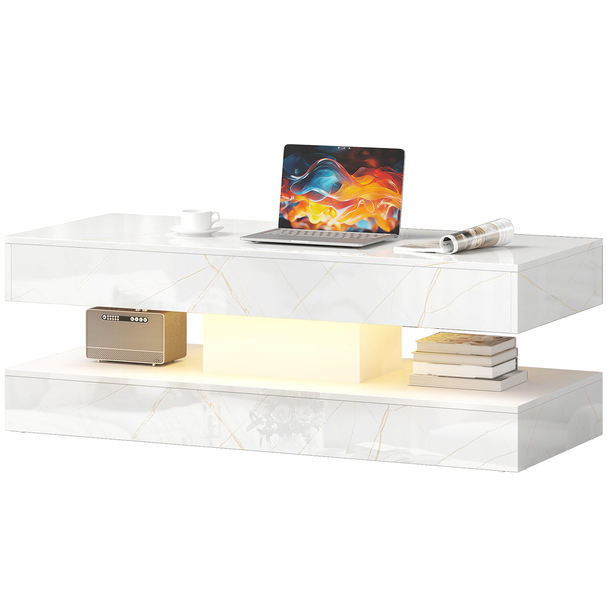 Coffee Table with Adjustable RGB LED Lighting