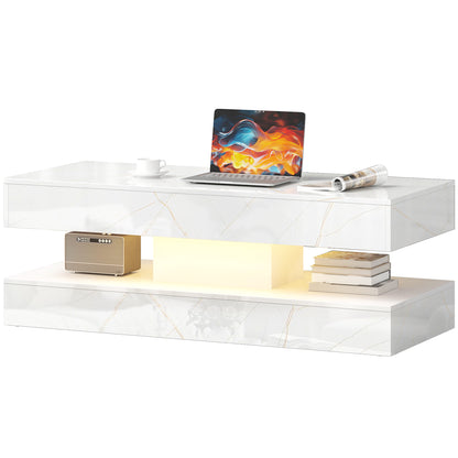 Coffee Table with Adjustable RGB LED Lighting