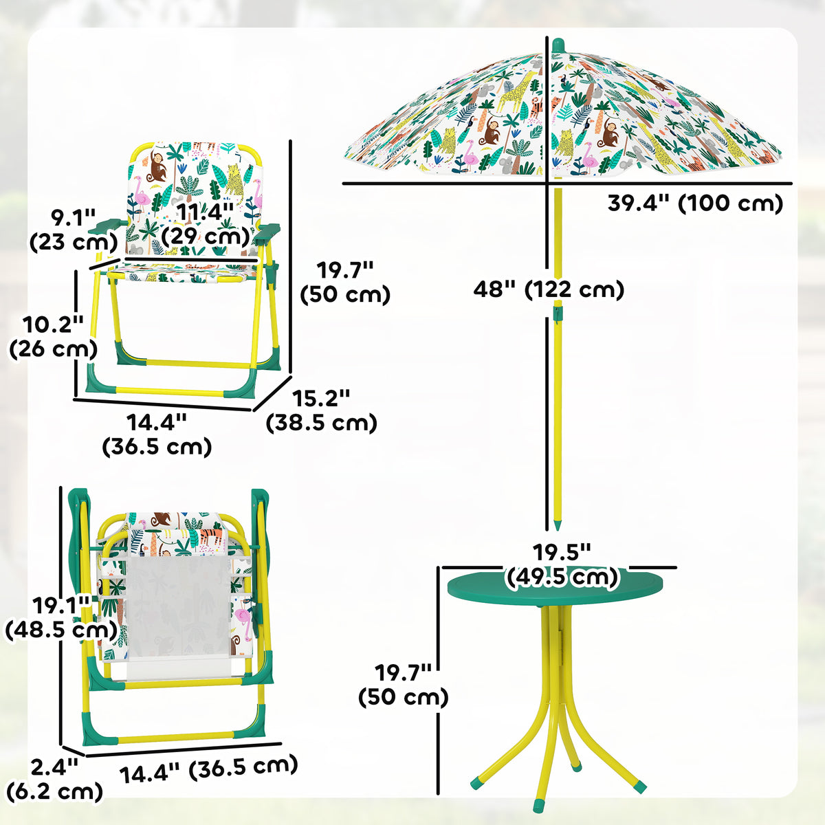 Conjunto de mesa de pícnic y sillas para niños — Lote de 4