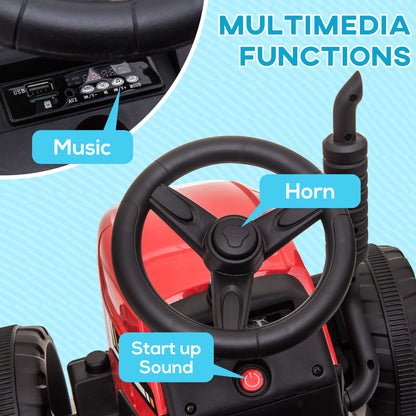 12V Kids Electric Ride-On Tractor with Trailer