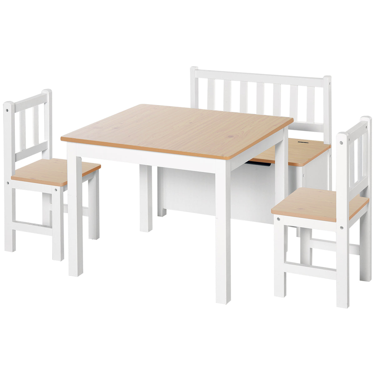 Kids Wooden Table and Chair Set — Set of 4