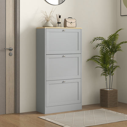 Shoe Cabinet 3 Flip Drawers Adjustable Shelves, 12-18 Pairs