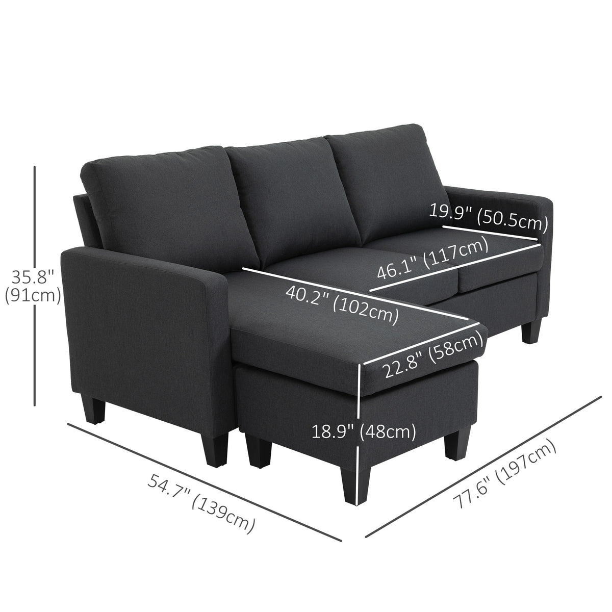 Modern L-Shape Sectional Sofa with Ottoman