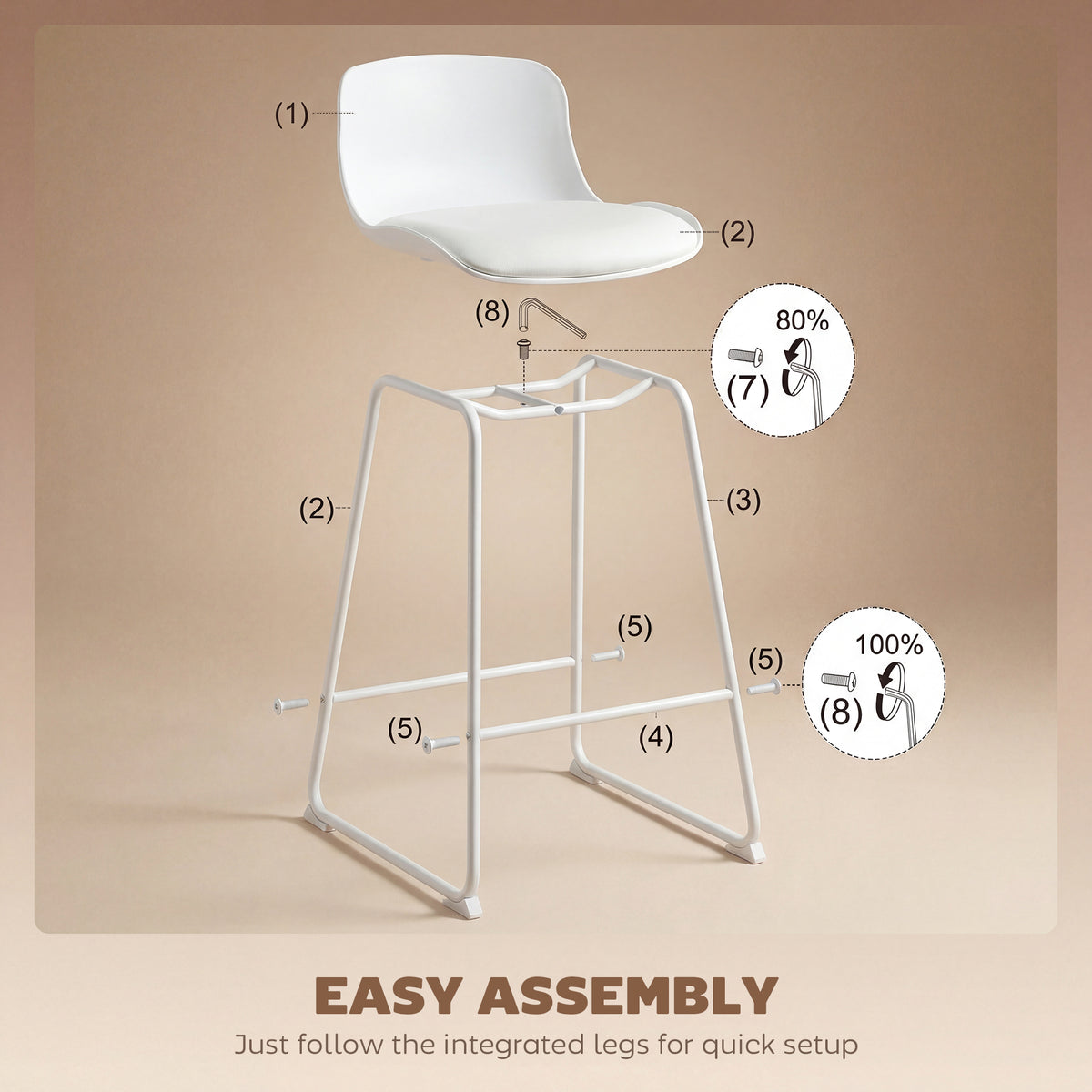 Modern PU Leather Bar Stools Set of 2