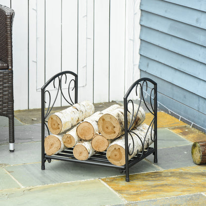 Heavy-duty metal fireplace log holder