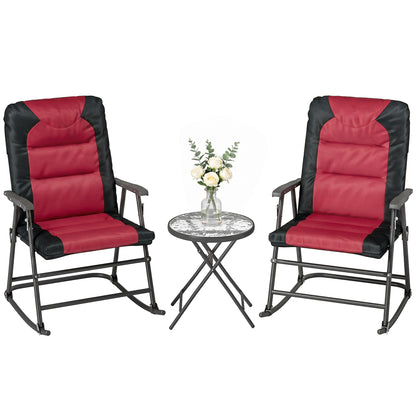 3-Piece Folding Rocking Chair Set — Grey