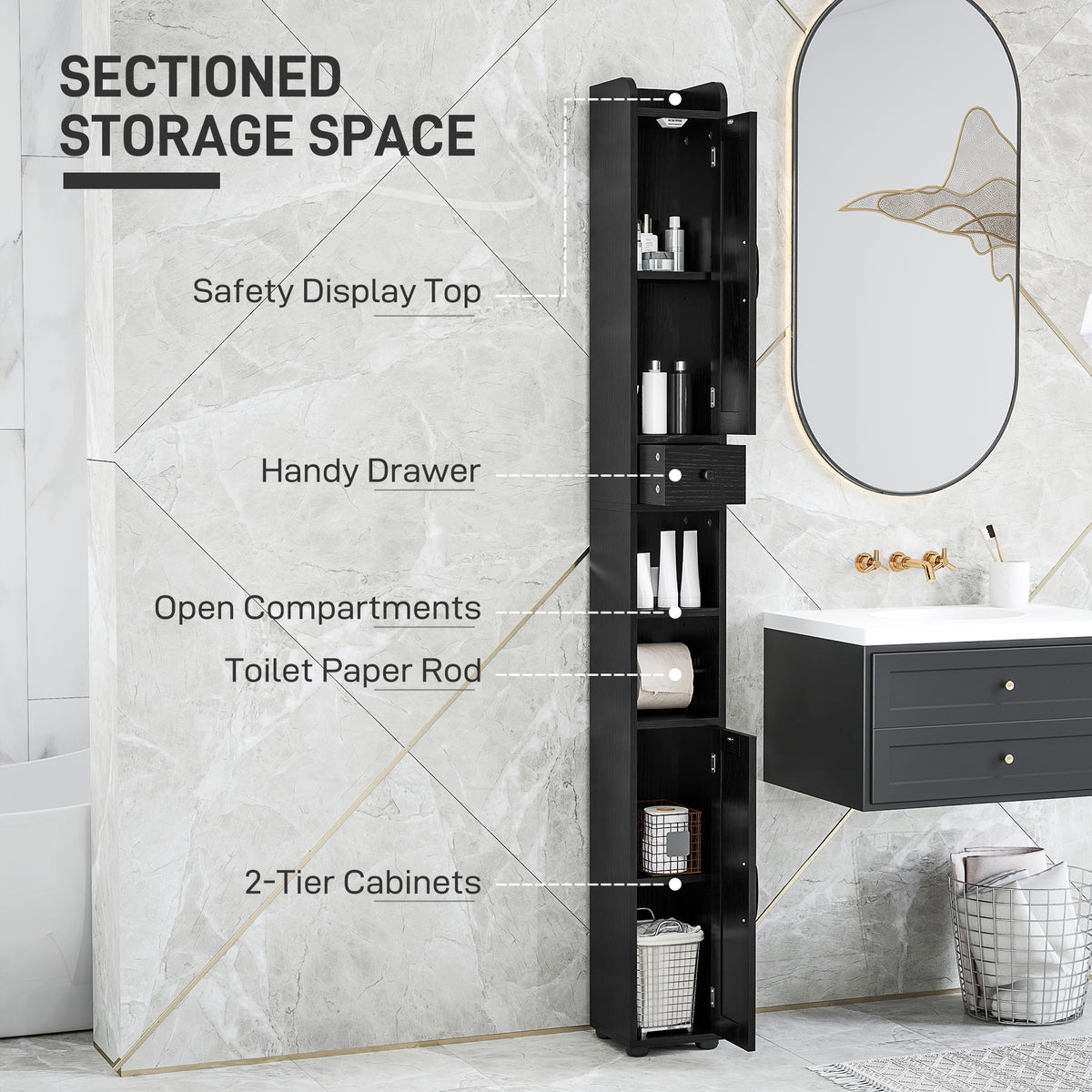 Narrow bathroom storage cabinet farmhouse style