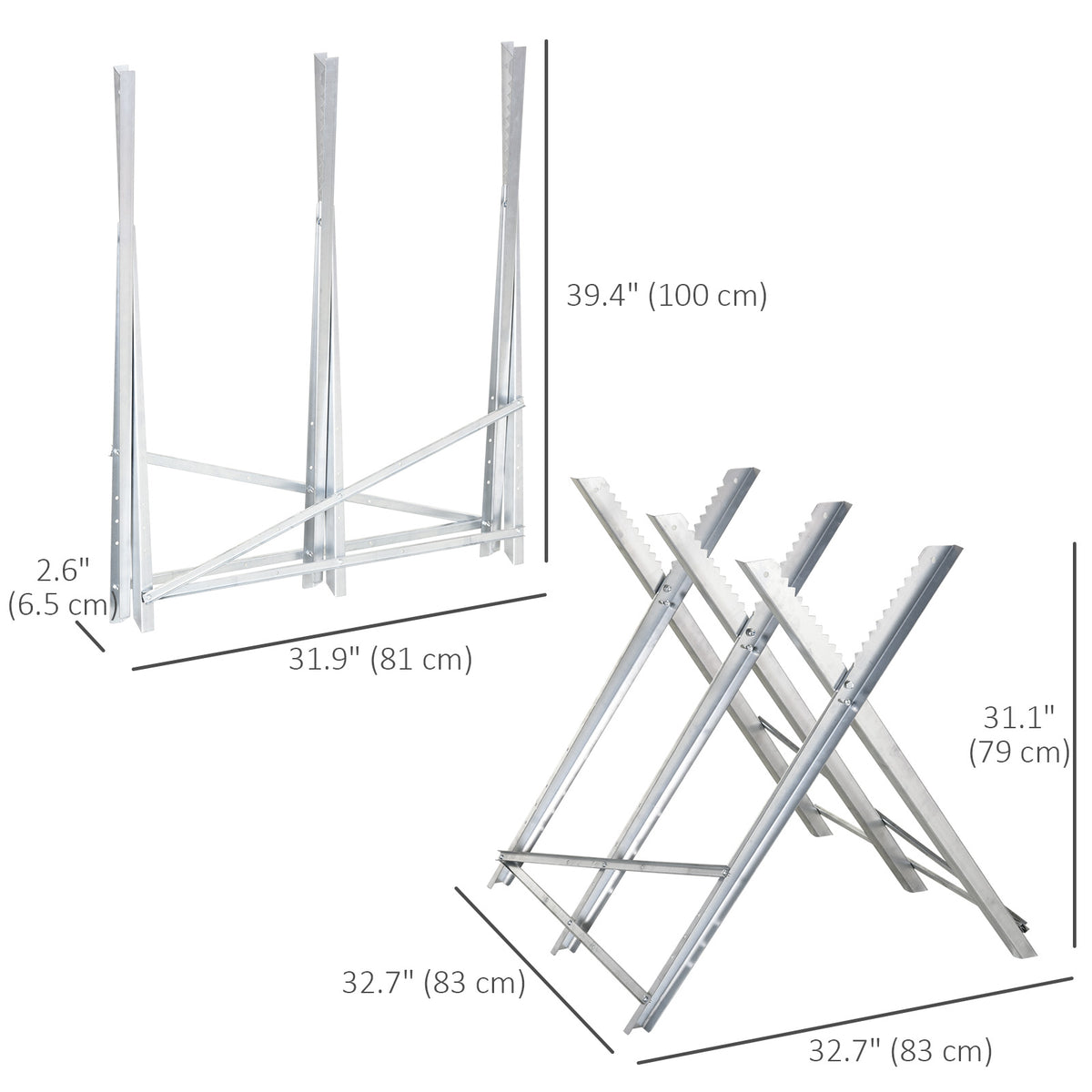 Heavy duty folding steel sawhorse