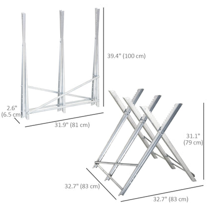Heavy duty folding steel sawhorse
