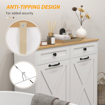 Tilt out laundry cabinet with drawers