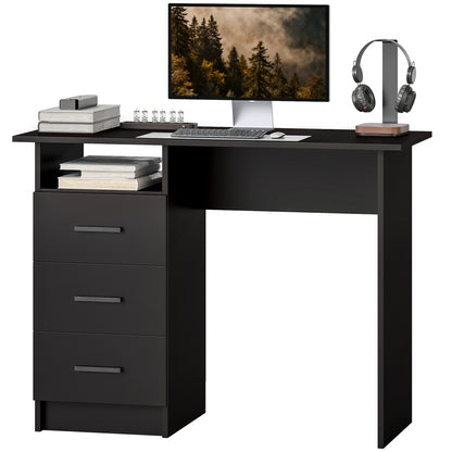 Computer Desk with 3 Drawers and Open Shelf