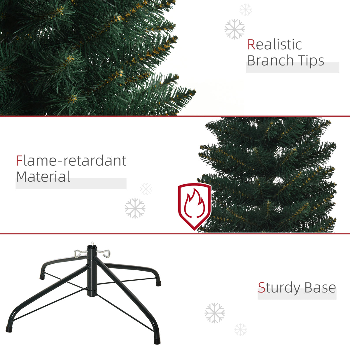 Pino de Navidad artificial delgado de 6 pies con base plegable