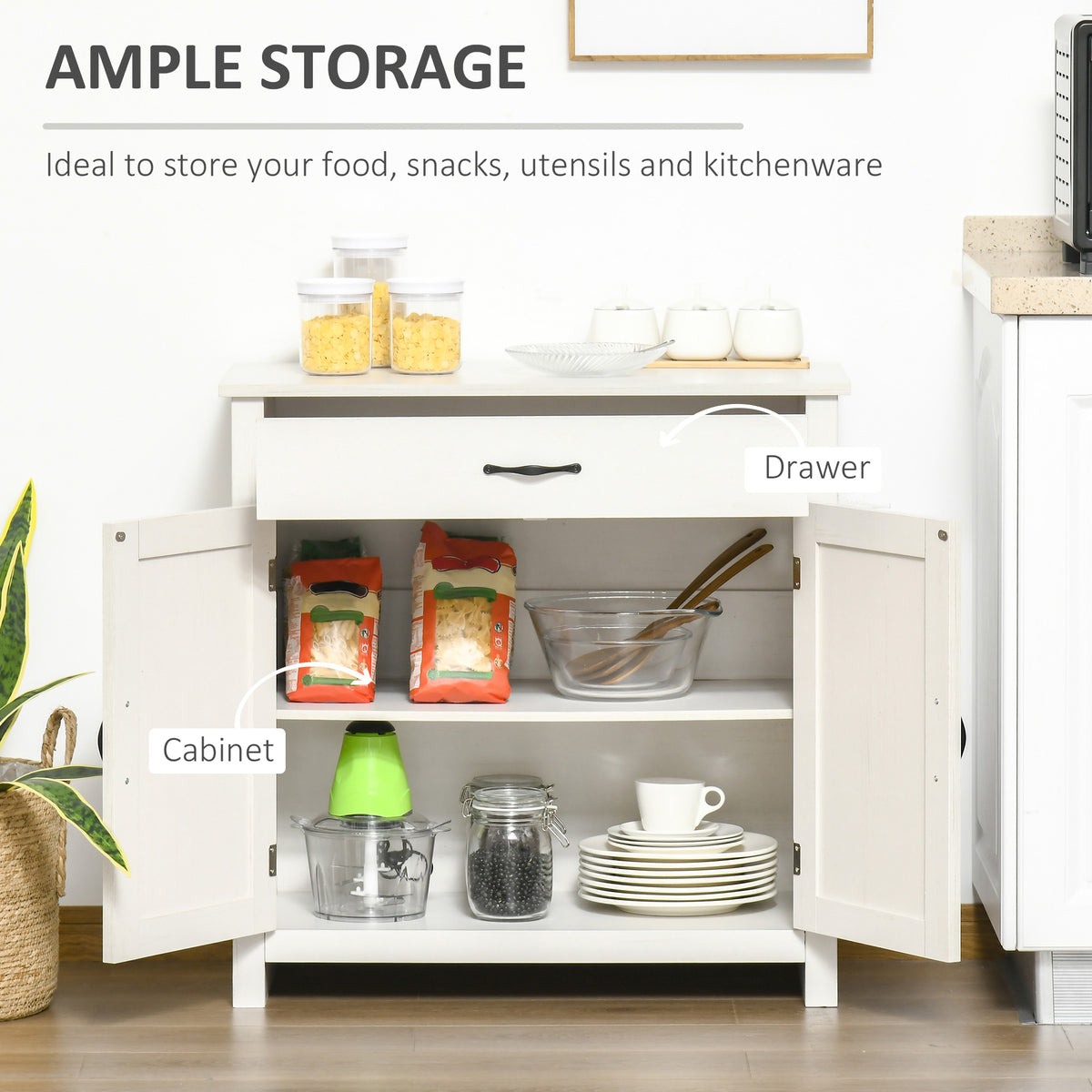 Farmhouse Sideboard with Barn Doors and Drawer