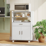 Kitchen cart on wheels with storage and drawer