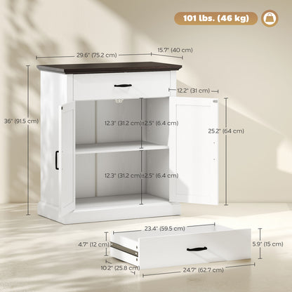 Farmhouse Buffet Cabinet with 2 Barn Doors and Drawer
