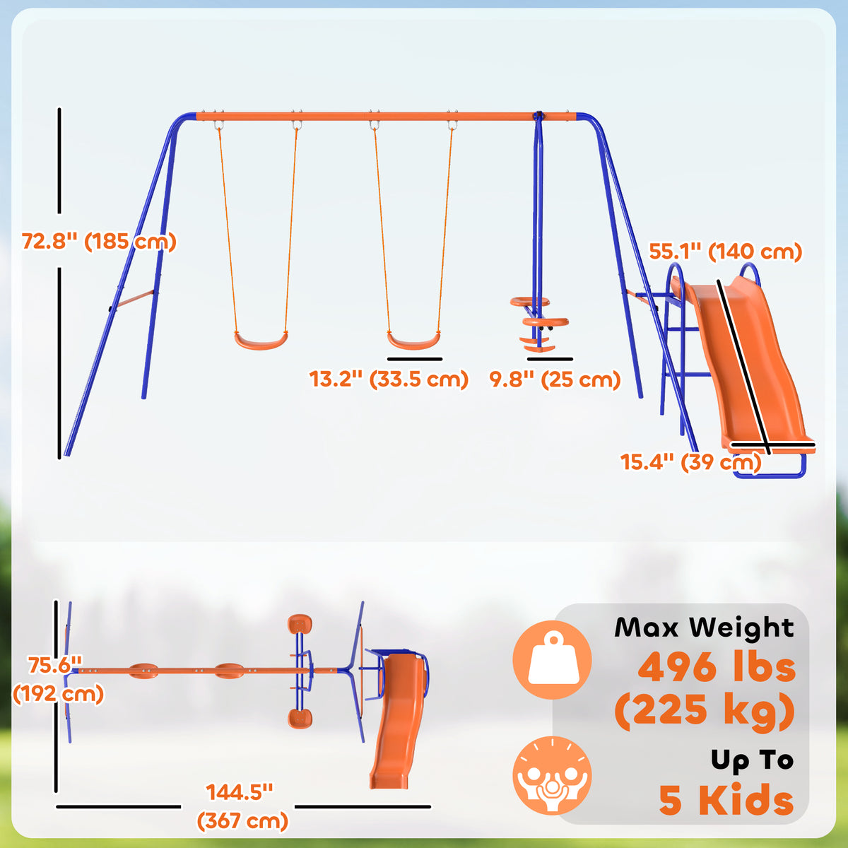 4-in-1 Outdoor Kids Swing and Play Set