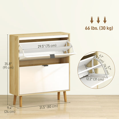 Narrow shoe cabinet modern flip drawer storage unit