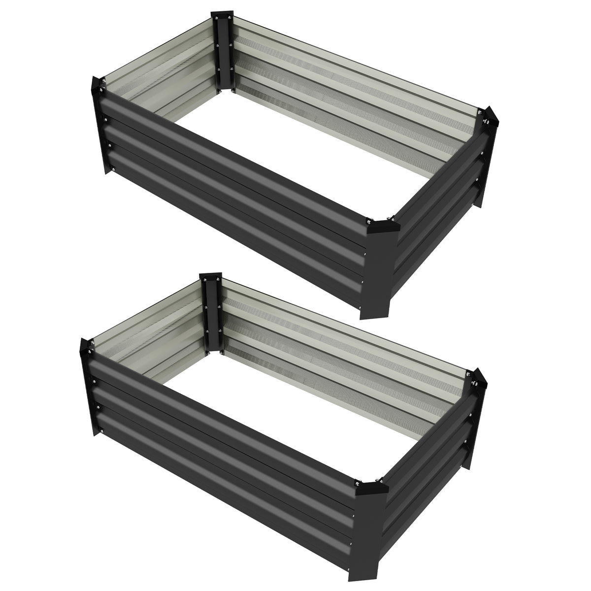 Galvanized Raised Garden Beds Set of 2 Outdoor