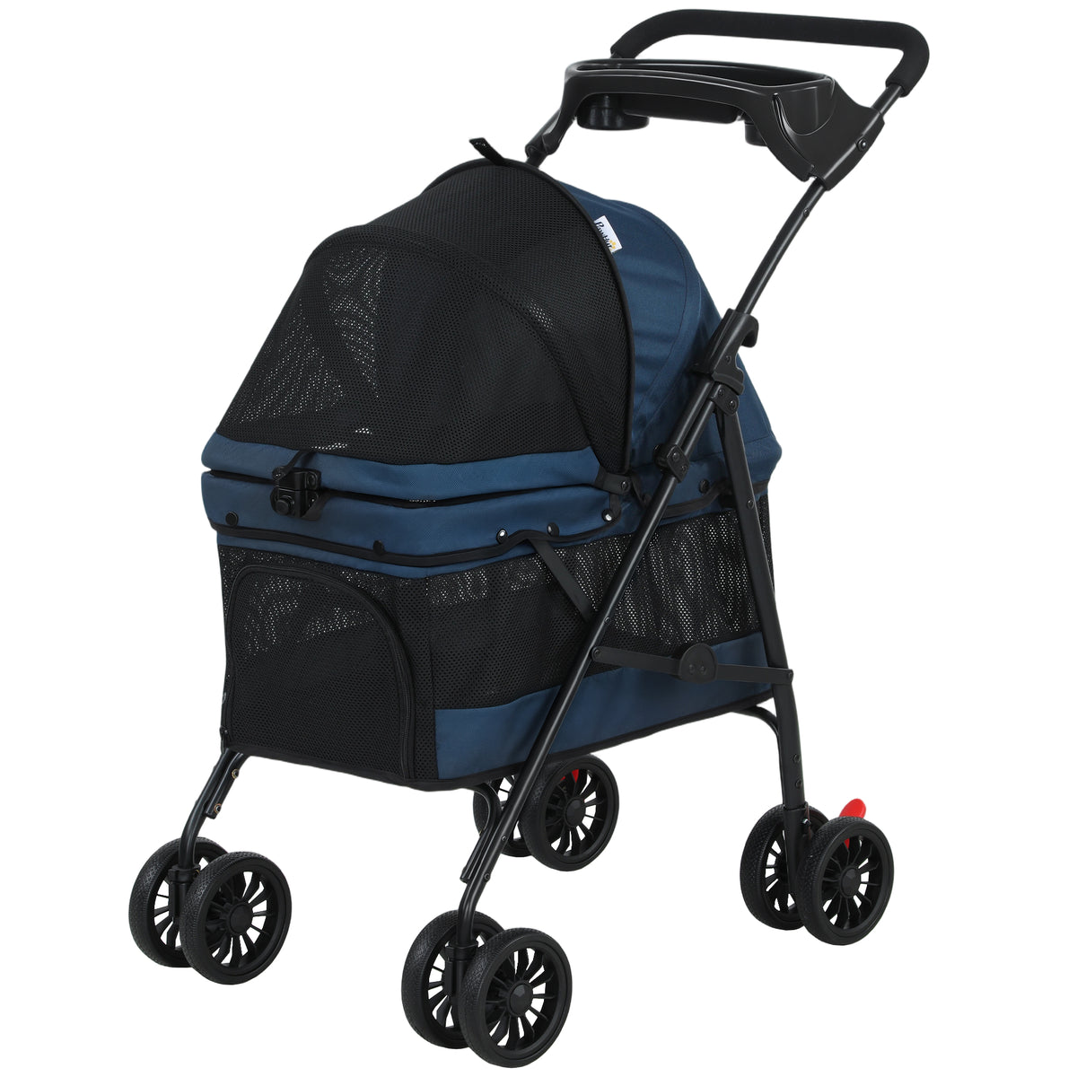 Foldable four-wheel pet stroller — Dark